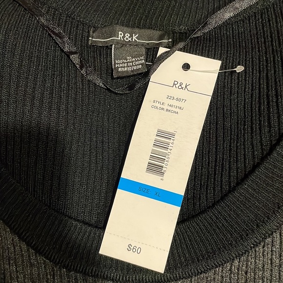 R&K Sweater Dress, Black/Charcoal Gray, size XL - Picture 6 of 6